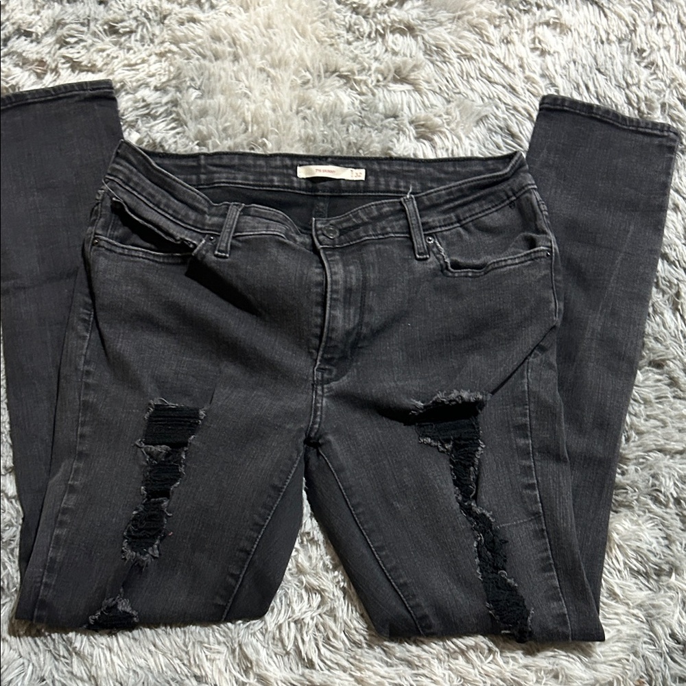 Levi's Black Skinny Ripped Jeans